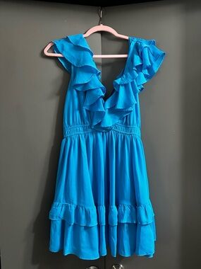 Abercrombie Bright Blue Ruffle V-Neck Dress